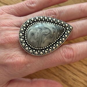 Samantha Wills | Bardot Ring in Silver Smoke Agate | Size 8 Adjustable
